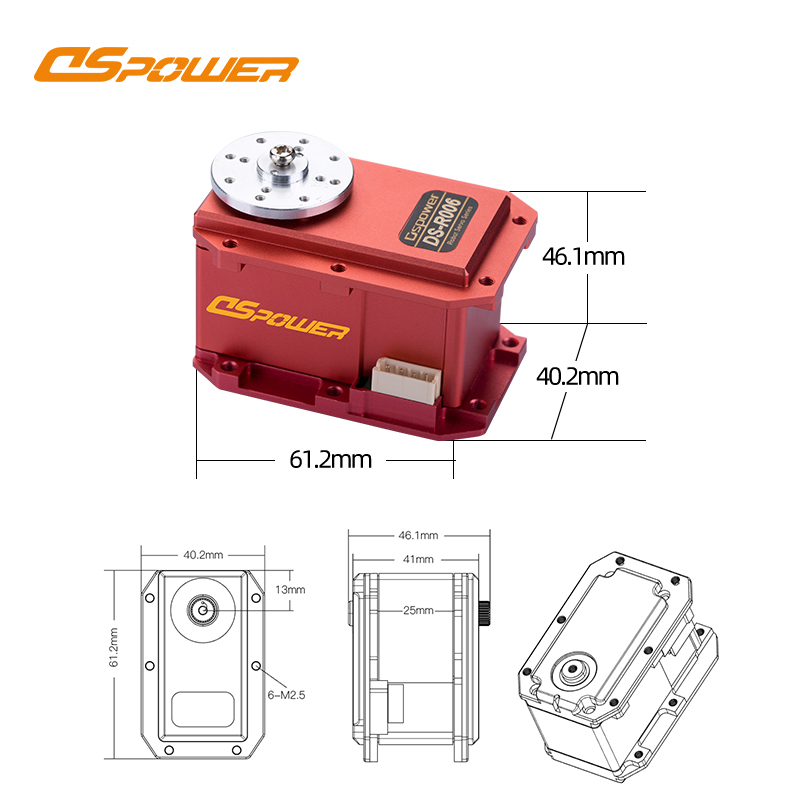 DS-R006 60KG Dual-axis high-voltage all-metal RS-485 serial port Temperature Angle feedback all-metal steering gear