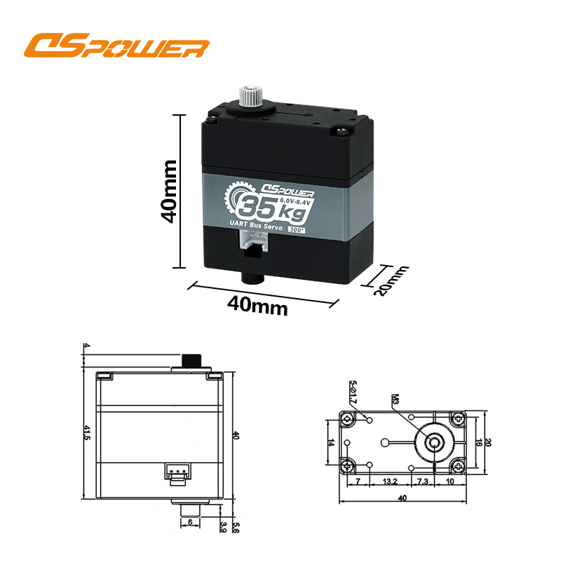 35KG Dual-Axis High-Torque Metal Gear Servo Motor - TTL/PWM Compatible, Serial Bus Position Feedback Robotic Arm Servo (Model DS-R003E)