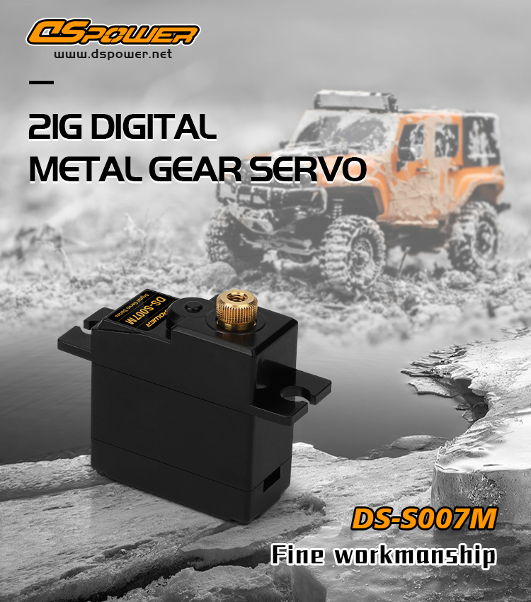 Designed for 1/14 racing models, the high life metal tooth servo DS-S007M no load speed ≤0.10sec/60°