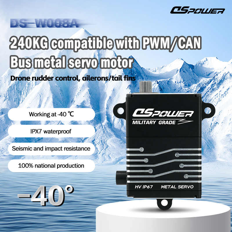 DS-W008-250KG Ultra-High-Torque Flat-Profile Servo Tailored for UAV Rudder / Aileron / Elevator Surfaces with DroneCAN & Arctic-Grade Endurance