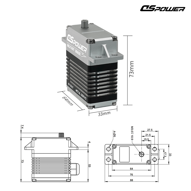 180KG Class High Torque Servo for Drones, Ailerons, Elevators, Underwater Robots, and Low-Temperature Metal Heavy-Duty Applications