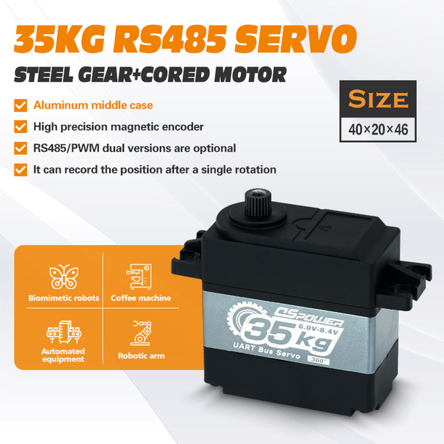 DS-R003D 35KG Standard Servo – Full Steel Gears, High Torque, 360° Control with RS485 & Magnetic Encoder for Industrial Robots & Robotic Arms